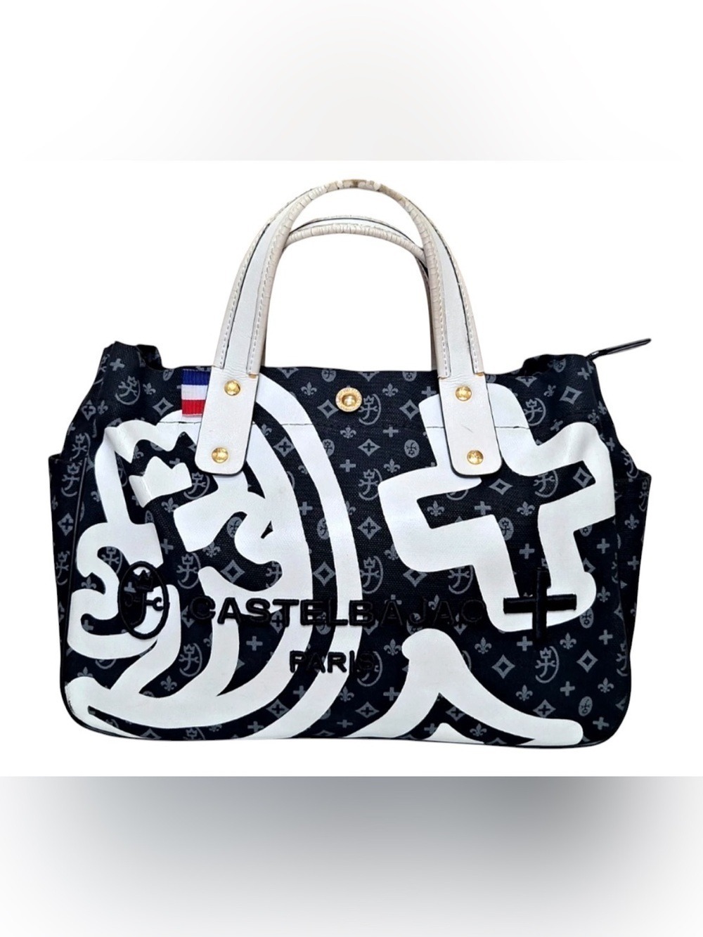 Castelbajac Monogram Denim/ Leather Tote